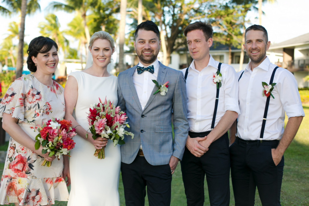 White wedding photoshoot at Hilton Fiji Beach Resort and Spa by Cheer Wedding Photography