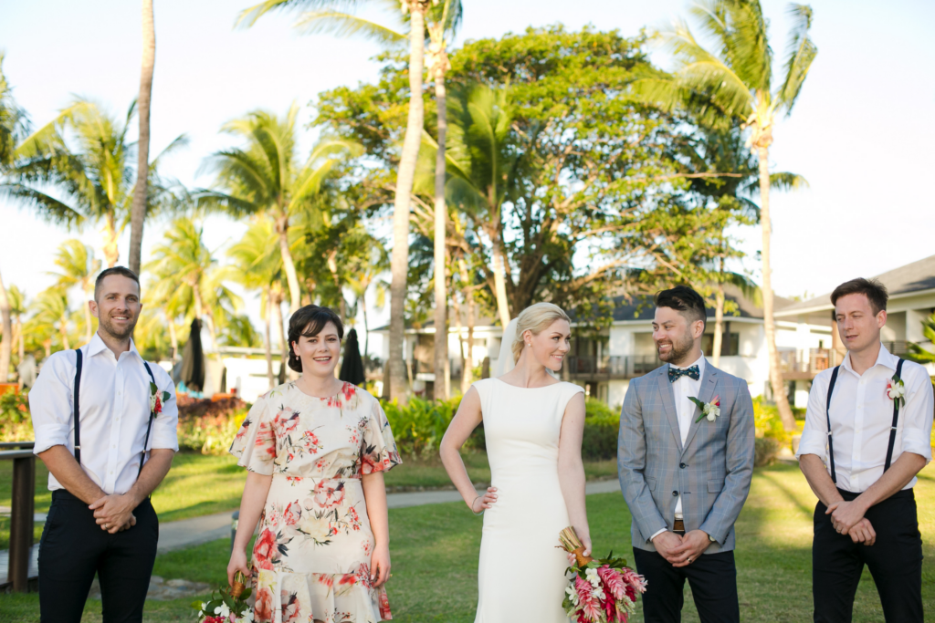 White wedding photoshoot at Hilton Fiji Beach Resort and Spa by Cheer Wedding Photography