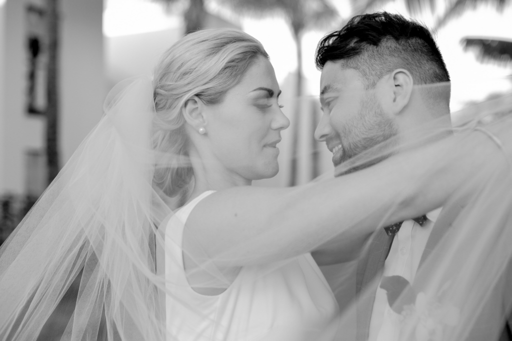 White wedding photoshoot at Hilton Fiji Beach Resort and Spa by Cheer Wedding Photography