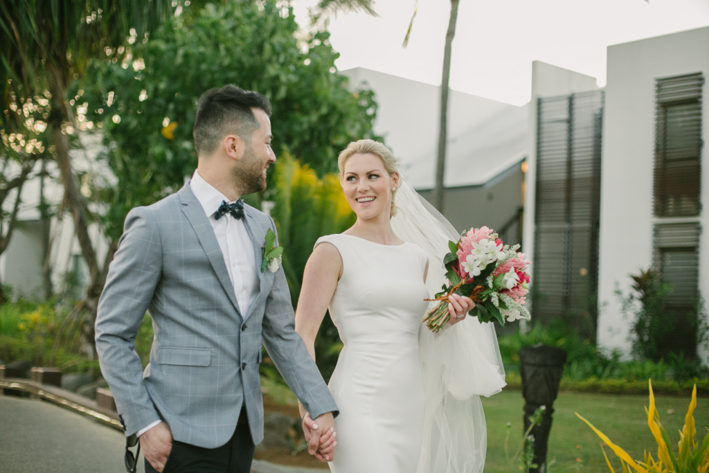 White wedding photoshoot at Hilton Fiji Beach Resort and Spa by Cheer Wedding Photography