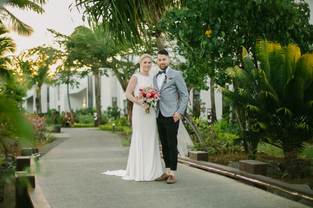 White wedding photoshoot at Hilton Fiji Beach Resort and Spa by Cheer Wedding Photography