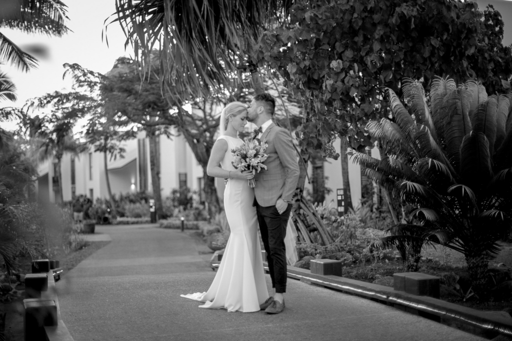 White wedding photoshoot at Hilton Fiji Beach Resort and Spa by Cheer Wedding Photography