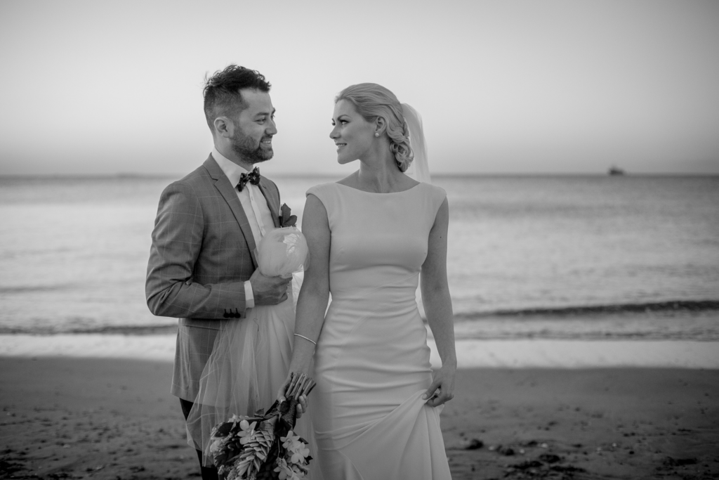 White wedding photoshoot at Hilton Fiji Beach Resort and Spa by Cheer Wedding Photography