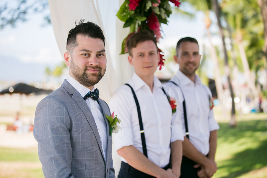 White wedding photoshoot at Hilton Fiji Beach Resort and Spa by Cheer Wedding Photography