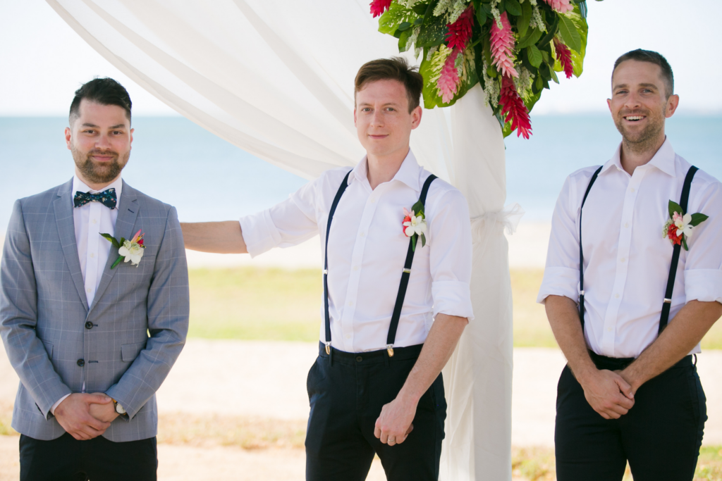 White wedding photoshoot at Hilton Fiji Beach Resort and Spa by Cheer Wedding Photography