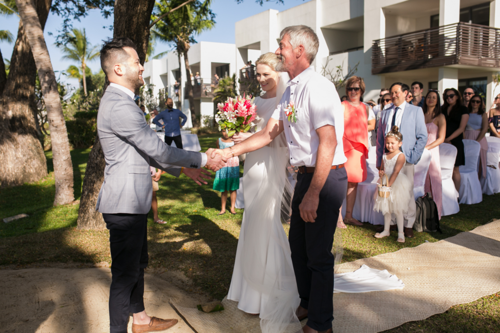 White wedding photoshoot at Hilton Fiji Beach Resort and Spa by Cheer Wedding Photography