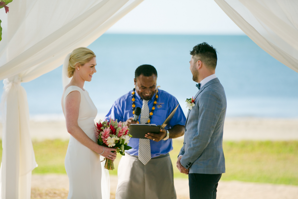 White wedding photoshoot at Hilton Fiji Beach Resort and Spa by Cheer Wedding Photography