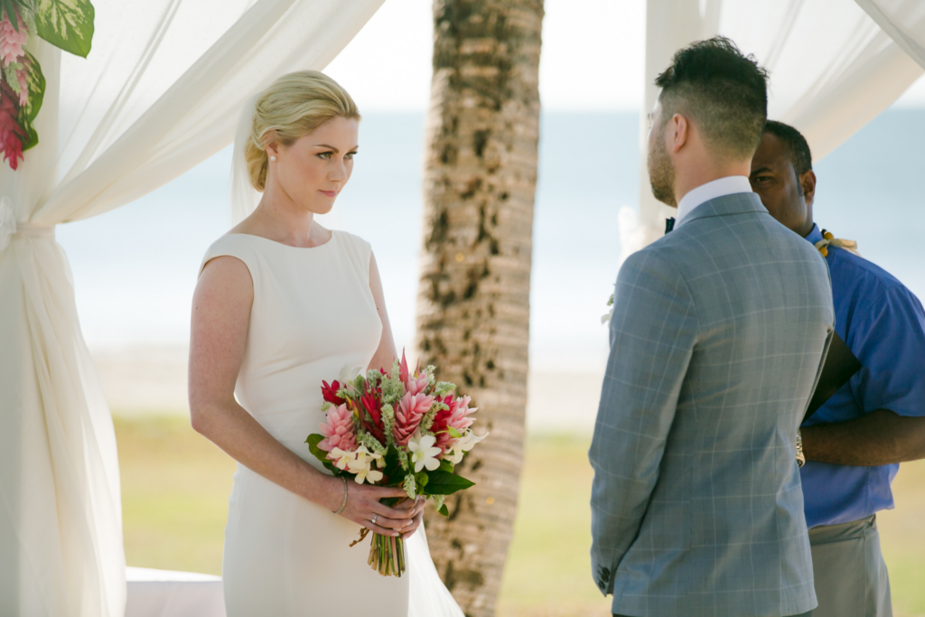 White wedding photoshoot at Hilton Fiji Beach Resort and Spa by Cheer Wedding Photography