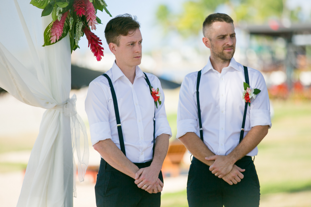 White wedding photoshoot at Hilton Fiji Beach Resort and Spa by Cheer Wedding Photography