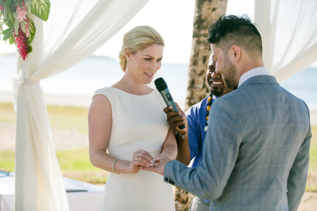 White wedding photoshoot at Hilton Fiji Beach Resort and Spa by Cheer Wedding Photography