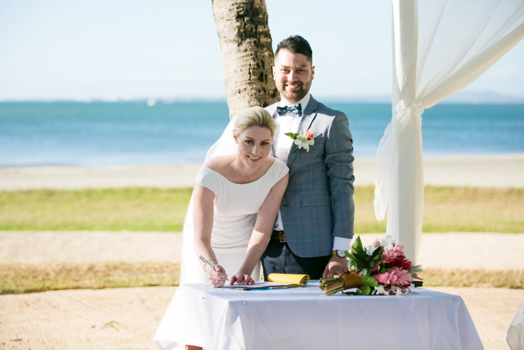 White wedding photoshoot at Hilton Fiji Beach Resort and Spa by Cheer Wedding Photography
