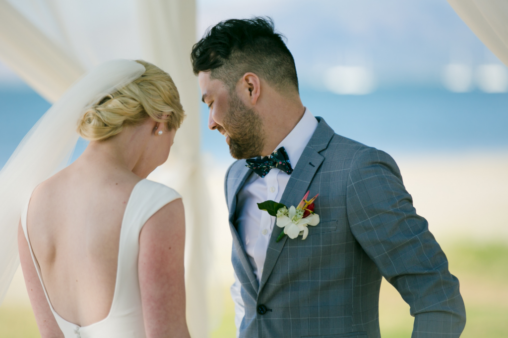 White wedding photoshoot at Hilton Fiji Beach Resort and Spa by Cheer Wedding Photography