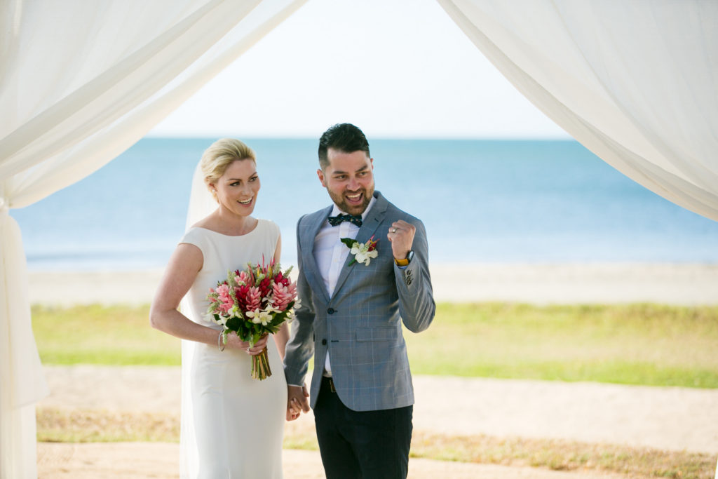 White wedding photoshoot at Hilton Fiji Beach Resort and Spa by Cheer Wedding Photography