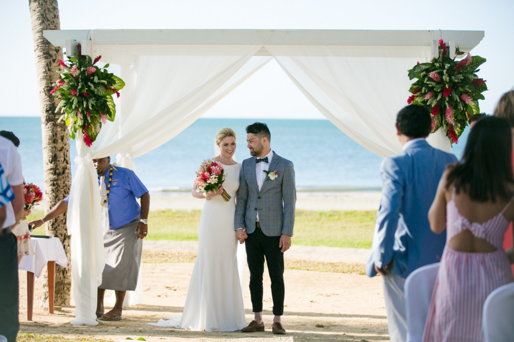 White wedding photoshoot at Hilton Fiji Beach Resort and Spa by Cheer Wedding Photography
