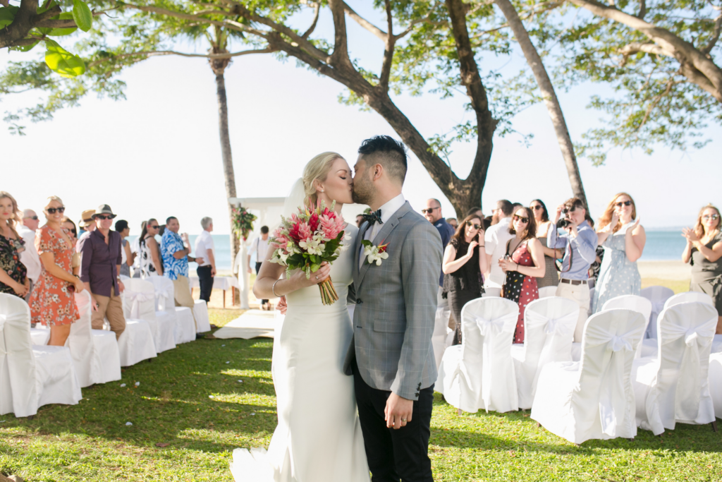 White wedding photoshoot at Hilton Fiji Beach Resort and Spa by Cheer Wedding Photography