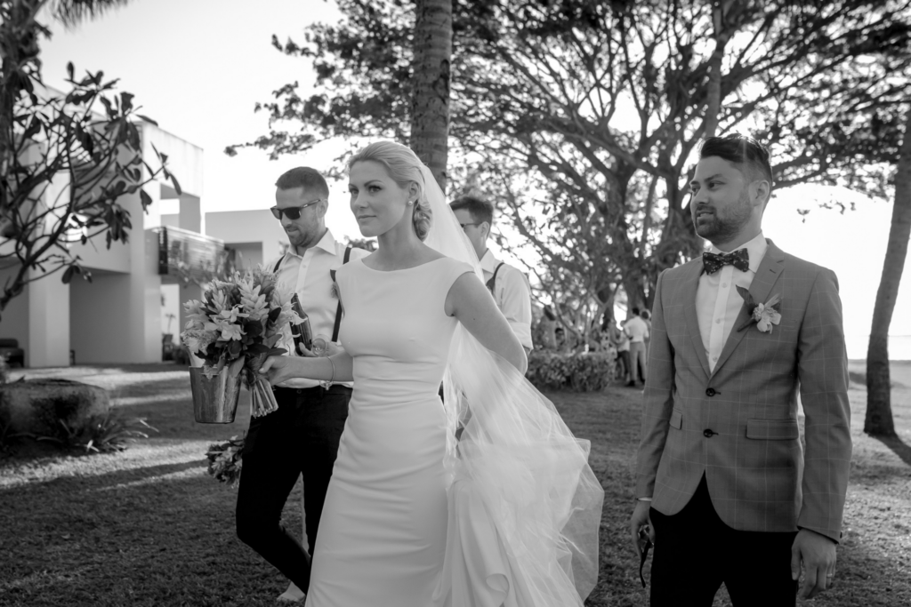 White wedding photoshoot at Hilton Fiji Beach Resort and Spa by Cheer Wedding Photography
