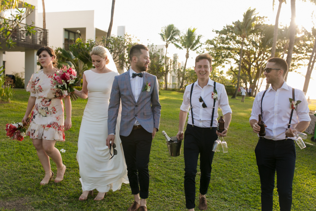 White wedding photoshoot at Hilton Fiji Beach Resort and Spa by Cheer Wedding Photography